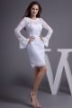Charming Short Mini Sheath Scoop Long Sleeve White Lace Beach Destination Wedding Dress 