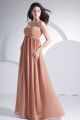 Charming Empire Waist Strapless Crystal Beaded Dark Coral Chiffon Maternity Evening Prom Dress