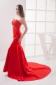 Charming Mermaid Strapless Crystal Beaded Red Prom Evening Dress