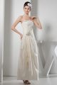 Greek A Line Strapless Crystal Beaded Lace Light Champagne Taffeta Wedding Dress Bridal Gown