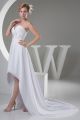 Boho High Low Sweetheart Crystal Beaded White Chiffon Beach Wedding Dress Bridal Gown