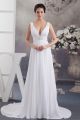 Beautiful A Line Deep V Neck With Crystal Pleated Chiffon Wedding Dress Bridal Gown