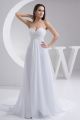 Beautiful A Line Sweetheart Beaded White Chiffon Beach Destination Wedding Dress 