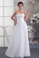 Simple A Line Strapless Ruched Chiffon Beach Destination Wedding Dress Bridal Gown