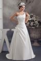 Beautiful A Line One Shoulder Beaded And Ruched Satin Wedding Dress 