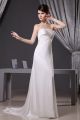 Simple A Line Strapless Ruched Silk Wedding Dress Bridal Gown