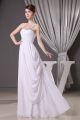 Spaghetti Straps Beaded White Chiffon Wedding Dress With Draping