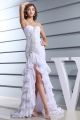 Elegant Mermaid Sweetheart Side Slit Crystal Beaded And Tiered White Chiffon Wedding Dress 