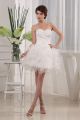 Lovely Short Mini Ball Gown Sweetheart With Crystals Ruffled Organza Beach Destination Wedding Dress