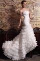 Gorgeous Mermaid Sweetheart Corset Tiered Organza Wedding Dress Bridal Gown 