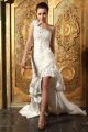 Gorgeous High Low One Shoulder Corset Crystal Beaded Taffeta Wedding Dress 