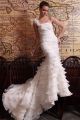 Gorgeous Mermaid One Shoulder Corset Tiered Organza Wedding Dress Bridal Gown