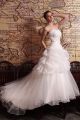 Beautiful A Line Strapless Corset Beaded Appliques Pick Up Skirt Organza Wedding Dress
