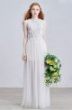 Boho High Neck See Through Bodice Sheer Skirt A Line Wedding Dress With Butterfly Appliques