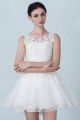 Lovely Crystal Beaded Appliques Short Mini Ball Gown Lace Wedding Dress 