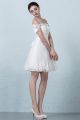 Charming Off The Shoulder Beaded Lace Short Mini Ball Gown Wedding Dress With Bow