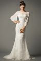 Elegant Long Puffy Sleeve Lace Mermaid Wedding Dress With Sash