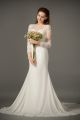 Royal Illusion Neckline Long Sleeve Sheer Back Chiffon Mermaid Wedding Dress With Appliques