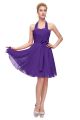 A Line Halter Corset Short Purple Chiffon Party Bridesmaid Dress With Sash