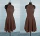 A Line High Neck Short Chocolate Brown Chiffon Ruched Party Prom Dress