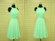 A Line Scoop Neck Short Mint Green Chiffon Party Bridesmaid Dress With Sash
