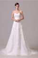 A Line Sweetheart Corset Back Organza Flower Applique Wedding Dress