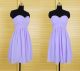 A Line Sweetheart Empire Waist Open Back Short Lavender Chiffon Party Prom Dress