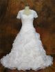 A Line Sweetheart Open Back Organza Ruffle Flower Wedding Dress Short Sleeves