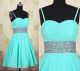 A Line Sweetheart Short Mint Green Chiffon Beaded Prom Dress With Straps