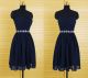 A Line Sweetheart Short Navy Blue Chiffon Beaded Party Prom Dress