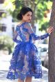 Ball Gown Bateau Neckline Short Royal Blue Lace Prom Dress With Sleeves