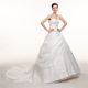 Ball Gown Chapel Train Organza Lace Beaded Corset Wedding Dress With Draping