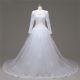 Ball Gown Long Sleeve Tulle Lace Pearl Beaded Wedding Dress