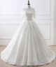 Ball Gown Off The Shoulder Vintage Lace Wedding Dress With Short Sleeves