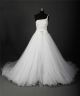 Ball Gown One Shoulder Satin Beaded Crystal Wedding Dress With Detachable Skirt