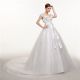 Ball Gown Sweetheart Cap Sleeve Tulle Applique Wedding Dress With Flowers Bow