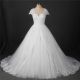 Ball Gown Sweetheart Cap Sleeve Vintage Lace Wedding Dress With Bow