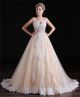 Ball Gown Sweetheart Spaghetti Straps Champagne Tulle Lace Wedding Dress
