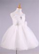 Ball Gown Sweetheart Strap Puffy Flower Girl Dress With Bow Crystals