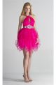Ball Halter Backless Short Hot Pink Organza Ruffle Cocktail Prom Dress
