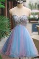 Ball Sweetheart Empire Waist Blue Pink Tulle Beaded Rhinestone Prom Dress