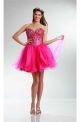 Ball Sweetheart Short Hot Pink Tulle Beaded Cocktail Prom Dress
