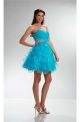 Ball Sweetheart Short Turquoise Organza Ruffle Layered Cocktail Prom Dress