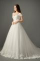 Beautiful Ball Gown Off The Shoulder Tulle Lace Wedding Dress With Long Train