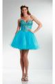 Beautiful Ball Strapless Short Aqua Tulle Beaded Cocktail Prom Dress