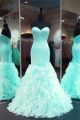Beautiful Mermaid Sweetheart Mint Green Organza Ruffle Prom Dress