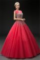 Charming Ball Gown Watermelon Tulle Beaded Corset Prom Dress With Straps