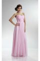 Charming Empire Waist Long Light Pink Chiffon Bridesmaid Dress With Flowers