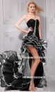 Charming High Low Black And White Organza Ruffle Tiered Prom Dress