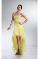 Charming High Low Strapless Empire Waist Yellow Chiffon Party Prom Dress